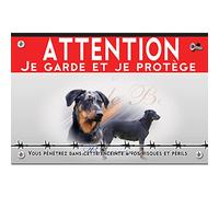 Pancarte métal Attention au chien beauceron arlequin