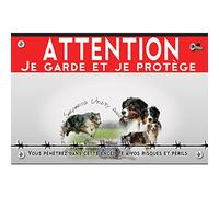 Pancarte métal Attention au chien berger australien troupeau