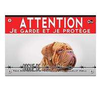 Pancarte métal Attention au chien dogue de bordeaux adulte