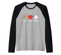 Pancarte Peace Love Baseball en Forme de cœur, en Forme de cœur, Game Day Sports Mom Manche Raglan