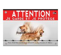 Pancarte plastique Attention au chien cocker anglais fauve
