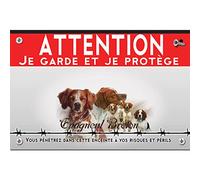 Pancarte plastique Attention au chien épagneul-breton