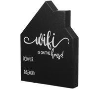 Pancarte Wifi en Bois Foncé, Forme Maison, Tableau Effaçable | Surface Ardoise, Pose Murale Table, pour Bureau et Salle de Pause