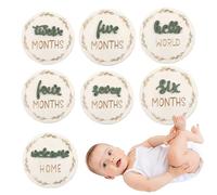 Pancartes Mois Anniversaire Bébé | 7 Pièces Double Face Illustrations 3D Bébé,Décoratifs Marquage Mural Chambre Photographie Nouveau Né