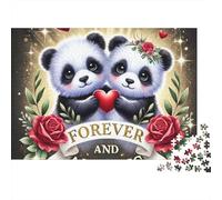 Panda 1000 Pièces Paire d'amour Panda Puzzle pour Adultes Carton Résistant Anti-Stress Stimuler l'esprit pour Débutants pour Cadeaux Corporatifs 38x26cm/1000pcs
