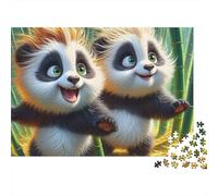 Panda 1000 Pièces Paire Panda Heureuse Puzzle Adulte Impression HD Anti-Stress pour S'amuser pour Débutants pour Collectionner Édition Limitée 52x38cm/1000pcs