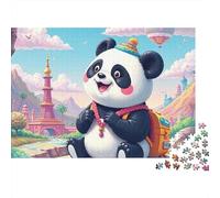 Panda 1000 Pièces Voyage Panda Puzzle pour Adultes Qualité Premium Anti-Stress pour Passionnés pour Collectionner Édition Limitée 38x26cm/1000pcs