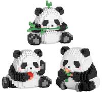 Panda 3 en 1 Mini Bloc de Construction pour Animaux Mignon, 720 Pièces Micro Blocs, Ornement de Maison Créatif