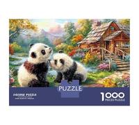 Panda Amour 1000 Pièces Puzzle Unique Belle Décoration Familiale Pandas par Cottage Puzzles Jouets De Jeu pour Adultes Et Enfants 70x50cm/1000pcs
