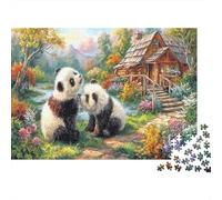 Panda Amour Puzzle 1000 Pièces pour Fans, Papier Solide, Décoration Intérieure, Cadeau Anniversaire, Jeu Puzzle Mental, Décoration Murale 52x38cm/1000pcs