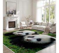 Panda Animal Mignon Tapis Antidérapant 200x300cm Carpet Salon Lavable en Machine Plantes Herbe Verte Tapis D'entrée Doux Moquette Chambre Poil Ras Moquette Entree Interieur, Paillasson Extérieur
