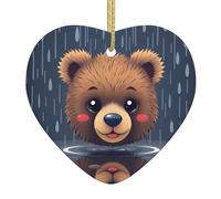 Panda Avatar en forme de cœur, décoration de Noël exquise en céramique, décoration de table de 7,4 cm, idéale pour les rebords de fenêtre et les cheminées.