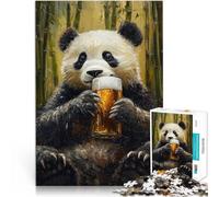 Panda avec de la bière Puzzles pour Adolescents de 1000 pièces Jeux éducatifs Jouets DIY Améliorer la mémoire 38x26cm
