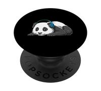 Panda avec Écouteurs Mignon Détendu Amateur De Musique PopSockets PopGrip Adhésif