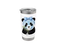 Panda avec masque de beauté et myrtilles - Motif bien-être Gobelet isotherme en acier inoxydable double paroi