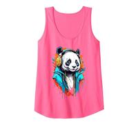 Panda Bear écoutant de la Musique Débardeur, Femme, Rose Fluo, XXL