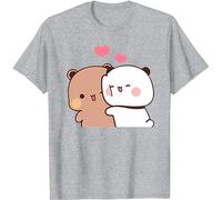 Panda Bear Hug Bubu and Dudu Valentines Days Funny Gift Unisex T-Shirt (Gris,L)