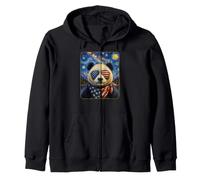 Panda Bear Portant des Lunettes Drapeau américain Sweat à Capuche