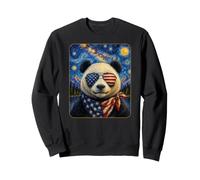 Panda Bear Portant des Lunettes Drapeau américain Sweatshirt