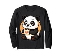 Panda Boire Café Graphique Panda Kawaii Anime Manche Longue