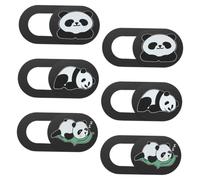 Panda Cache Pièces Webcam Coulissant 6 pour Ordinateur Portable Tablette | Abs Noir, Ajustement, Anti-espionnage, Facile à Utiliser, Prévention des Fuites, Lot de Six