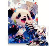 Panda Chanteur avec Microphone, Puzzle de 1000 pièces pour Adultes, Jeu de réflexion Amusant et décontracté, découpe de précision, Cadeau Artistique 50x75cm