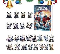 Panda Christmas Calendar 2025-24 Day Festive Charm Countdown, Decorative Holiday Ornaments for Door Branches Wall Window Indoor Outdoor Home Party Décor, 18cmx7.7 Inches