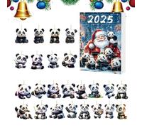 Panda Christmas Calendar 2025-24 Day Festive Charm Countdown, Decorative Holiday Ornaments for Door Branches Wall Window Indoor Outdoor Home Party Décor, 18cmx7.7 Inches