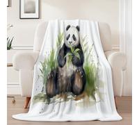 Panda Couverture Polaire Épaisse 130 x 150 cm,Minimaliste Dessin Animé Panda Couvertures Douceur Extrême et Chaleur Instantanée - Parfaite pour Nuits d’Hiver Blanc