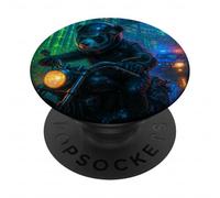 Panda Cyberpunk Rider Moto Biker Synthwave PopSockets PopGrip Adhésif