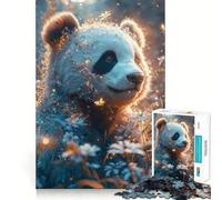 Panda dans Un Champ de Fleurs Puzzle de 1000 pièces pour Adultes Jeu de réflexion et de Loisirs Qualité supérieure Joli présent (50x75cm)