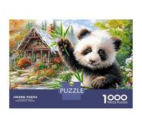 Panda dans Un Cottage Puzzle Panda Mangeant du Bambou 1000 Éléments Papier pour Adultes Impression HD Couleurs Vives Détente À Domicile Nouveau Modèle Idée Cadeau Parfaite 70x50cm/1000pcs