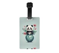 Panda dans un vase YYHWHJDE Prints Étiquettes à bagages portables | Pendentif d'identification pour la prévention des pertes de valises, l'embarquement et l'enregistrement