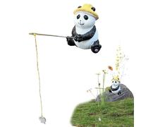 Panda Decor Figurine - Cute Sculpture sur La Faune avec Pose De Pêche, Statue Animale Compacte | De Jardin À L'épreuve des Intempéries pour Les Table De Bureau, Salle De Bain, Étagère