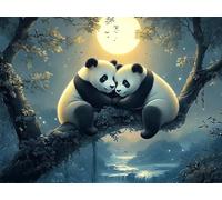 Panda Diamond Art Kits Adults, round Drill Diamond Painting Moon for Beginners, DIY Crystal Art for Adults, 5D Crystal Creations Kit Gifts, Gem Arts and Crafts for Home50x60cm