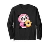 Panda drôle avec Beignet Rose Manche Longue