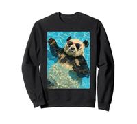 Panda drôle avec Lunettes de Soleil Cool été Animal Natation Sweatshirt