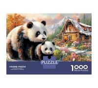 Panda Duo Puzzle 1000 Pièces Pandas Snowpour Couples Carton sans Odeur Facile À Assembler pour Cadeaux De Remerciement 52x38cm/1000pcs