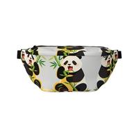 Panda Eat Bamboo Sac banane de course à pied sans rebond pour salle de sport, sac banane étanche avec sangle réglable