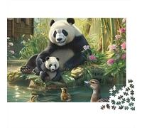 Panda Family par Pond 1000 Pièces Puzzle pour Adultes Papier Recy nti-Stress Difficile pour Experts Stimuler l'esprit sans Reflets 52x38cm/1000pcs