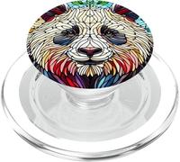 Panda Floral vitrail PopSockets PopGrip pour MagSafe