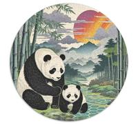 Panda géant 1000 Piece Animaux Puzzle Rond, pour Enfants Adulte De Forme Irrégulière, Unique Jigsaw pour La Famille Amis De Qualité Supérieure 1000pcs (67.5x67.5cm)