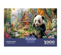 Panda géant 1000 Pièces Jeu De Réflexion Avancé en Carton Solide pour Muscler Son Cerveau Jardin Cottage Panda Parfait comme Activité De Vacances Et Puzzle Offert en Cadeau 70x50cm/1000pcs