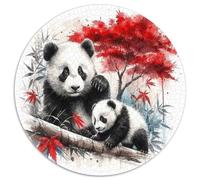 Panda Géant Forêt Érable Rouge Puzzle 1000 Pièces Papier pour Adultes Vue Nocturne Jeu de Puzzle 1000 Pièces Détente Focus Cadeau 1000pcs (67.5x67.5cm)