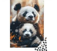 Panda Géant Mère et Petit Puzzle 1000 Pièces Jeu de Puzzle 1000 Pièces Papier Animal de la Forêt Détente Décor Cadeau Famille 38x26cm/1000pcs