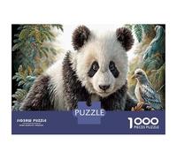 Panda géant Puzzle 1000 Pièces en Carton Forêt Feuilles tombées pour Grands-Parents Amélioration De La Mémoire Activité Intérieure Qualité Premium 52x38cm/1000pcs