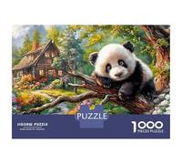 Panda géant Puzzle en Carton Panda sur Une Branche 1000 Pièces Papier Résistant pour Experts Coupe Précise Décoration Murale Challenge/Difficile Emballage Élégant 38x26cm/1000pcs