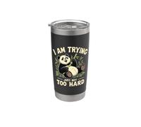 Panda I Am Trying Juste Pas Trop Fort Bambou Gobelet isotherme en acier inoxydable double paroi