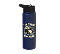 Panda I Am Trying Juste Pas Trop Fort Bambou Stainless Steel Insulated Water Bottle