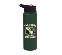 Panda I Am Trying Juste Pas Trop Fort Bambou Stainless Steel Insulated Water Bottle